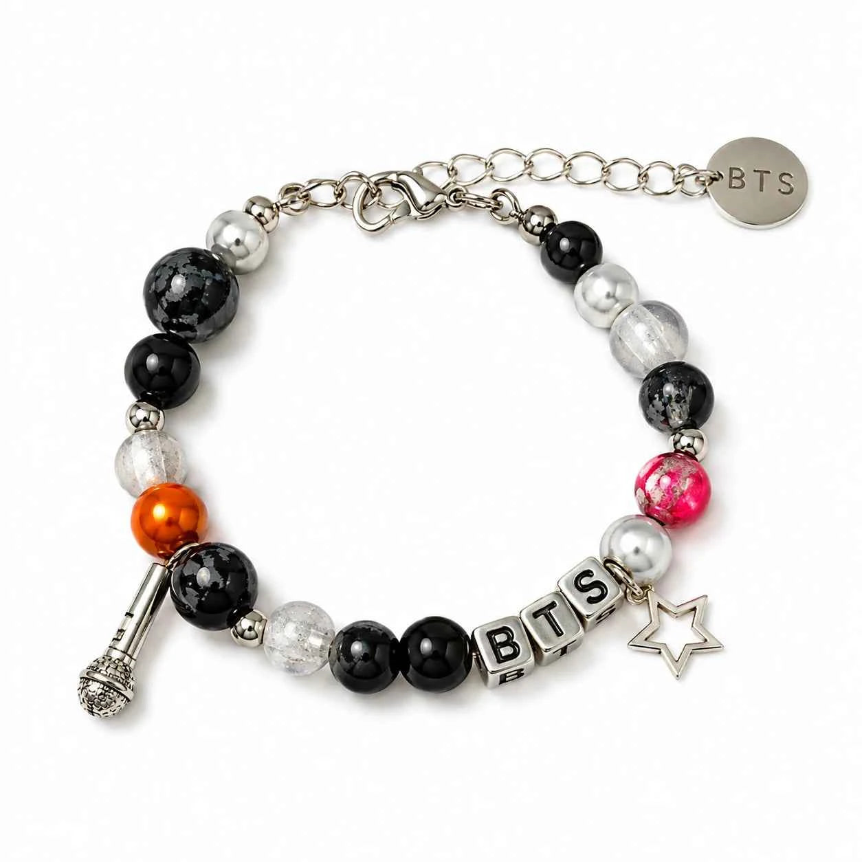 HavenRue BTS-Inspired Beaded Charm Bracelet with Microphone & Star Charms