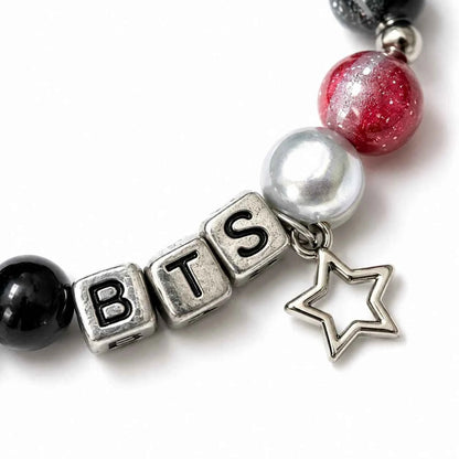 HavenRue BTS-Inspired Beaded Charm Bracelet with Microphone & Star Charms