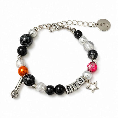 HavenRue BTS-Inspired Beaded Charm Bracelet with Microphone & Star Charms